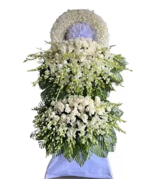 Kệ hoa viếng trắng kem