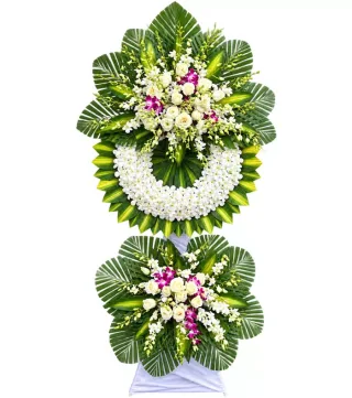 Kệ hoa viếng trắng tím