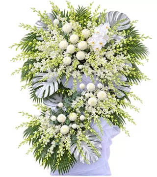 Kệ hoa viếng cúc trắng