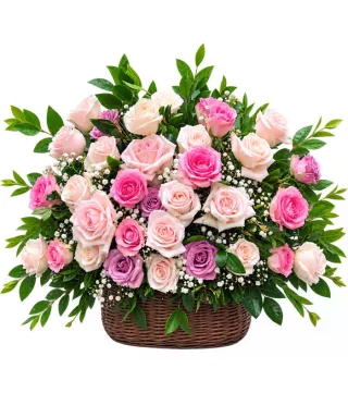 Giỏ hồng phấn phối hồng tím