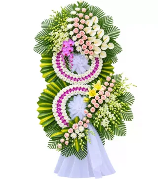 Kệ hoa viếng hồng phấn tím