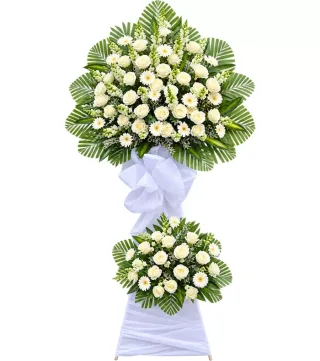 Kệ hoa viếng trắng xanh