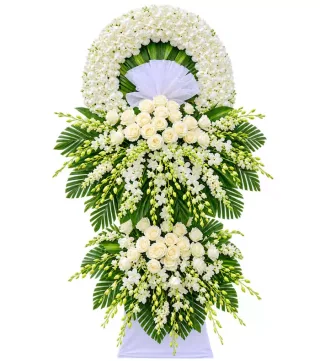 Kệ hoa viếng hồng trắng