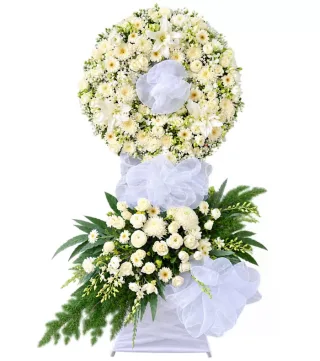 Kệ hoa viếng hồng trắng