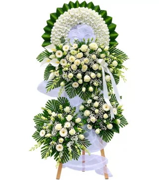 Kệ hoa viếng hồng trắng