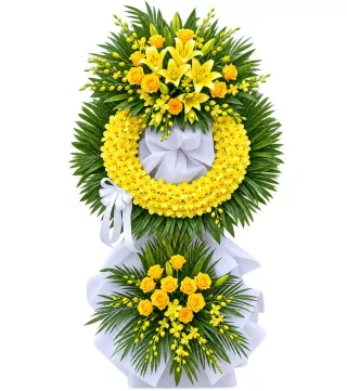 Kệ hoa viếng vàng trắng