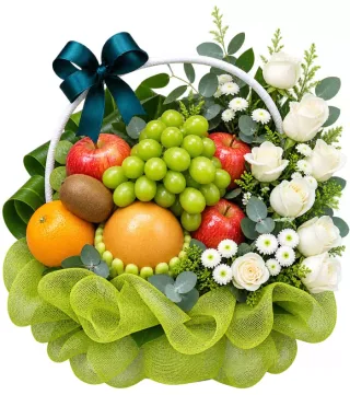 Giỏ trái cây hoa trắng