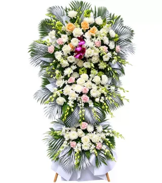 Kệ hoa viếng hồng trắng