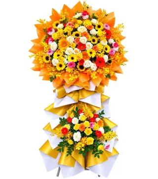Kệ hoa nhiều màu hai tầng