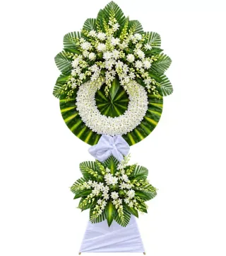 Kệ hoa viếng trắng xanh