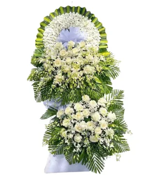Kệ hoa viếng trắng kem