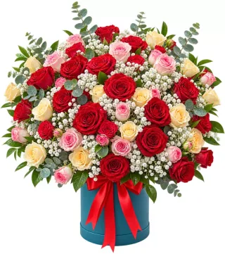 Hộp hồng đỏ vàng phối màu