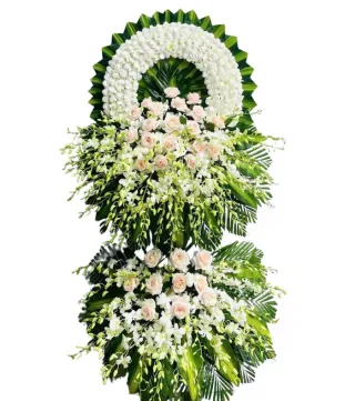Kệ hoa viếng trắng hồng