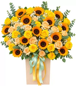 Hộp hướng dương hồng vàng