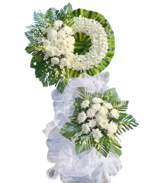 Kệ hoa viếng trắng xanh