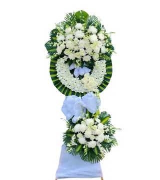 Kệ hoa viếng trắng xanh