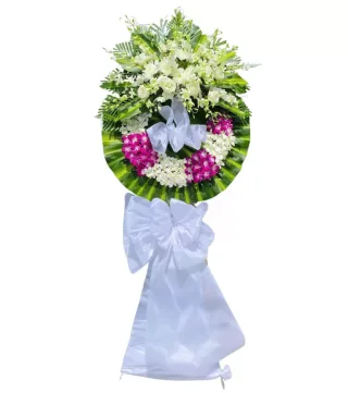 Vòng hoa viếng trắng vàng