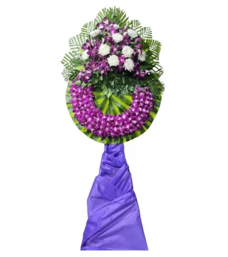 Vòng hoa viếng tím trắng