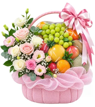 Giỏ trái cây hồng phấn