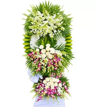 Kệ hoa viếng trắng tím