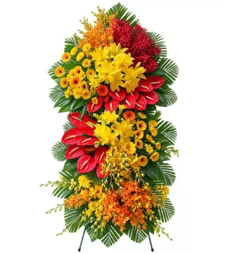 Kệ hoa vàng đỏ dáng dài