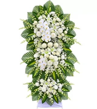 Kệ hoa viếng lan trắng