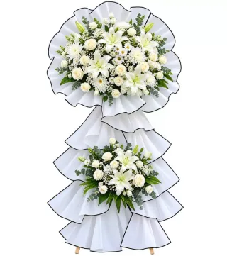 Kệ hoa viếng hồng trắng