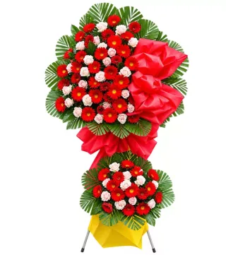 Kệ hồng đỏ trắng hai tầng