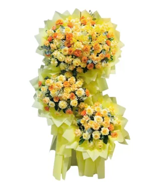 Kệ khai trương vàng phối cam