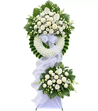 Kệ hoa viếng hồng trắng