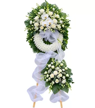 Kệ hoa viếng trắng xanh