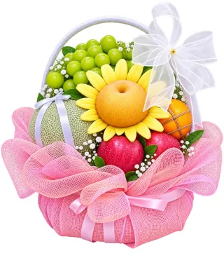 Giỏ trái cây nơ trắng