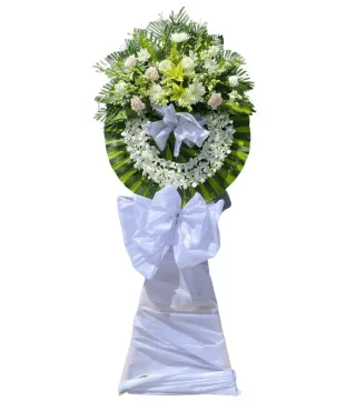Kệ hoa viếng trắng kem