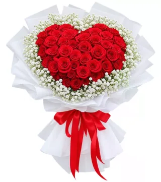 Bó hồng trái tim giấy trắng