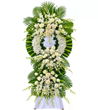 Kệ hoa viếng hồng trắng