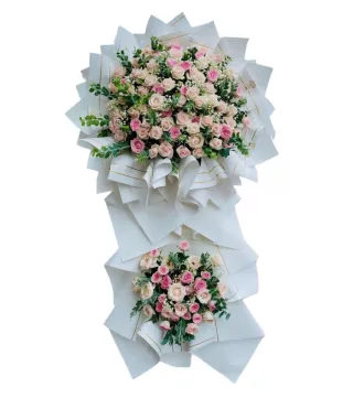 Kệ hoa viếng hồng trắng