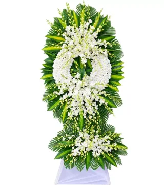 Kệ hoa viếng trắng xanh