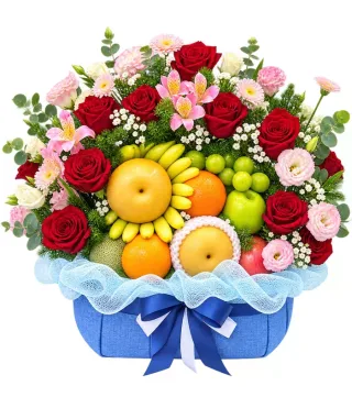 Giỏ trái cây hoa hồng đỏ