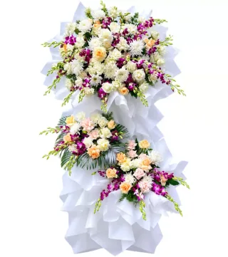 Kệ hoa viếng trắng tím