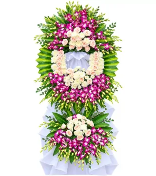 Kệ hoa viếng trắng tím