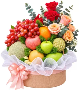 Giỏ trái cây hoa hồng