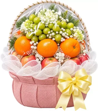 Giỏ trái cây nơ vàng