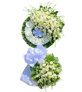 Kệ hoa viếng trắng xanh