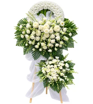 Kệ hoa viếng trắng xanh