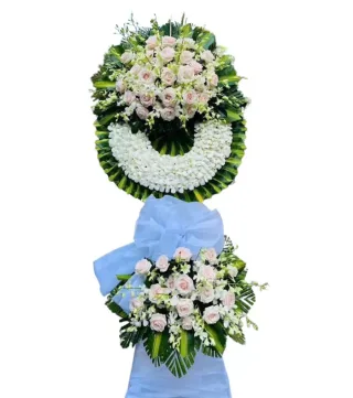 Kệ hoa viếng hồng trắng