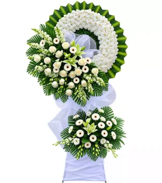 Kệ hoa viếng trắng xanh