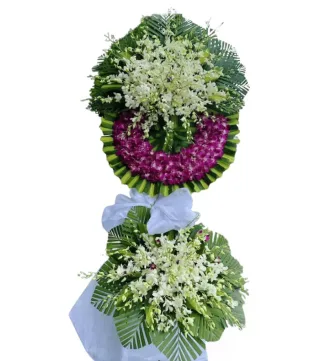 Kệ hoa viếng trắng hồng