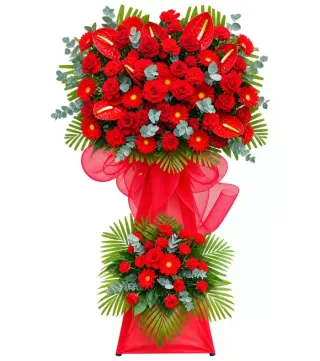 Kệ hoa đỏ hai tầng