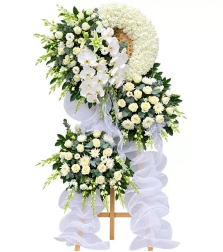 Kệ hoa viếng lan trắng
