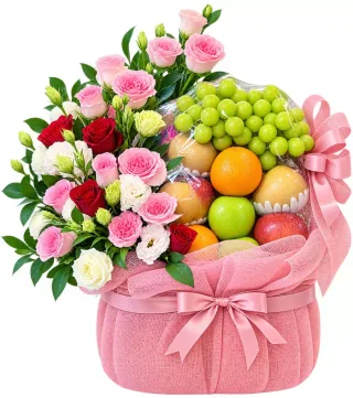 Giỏ trái cây hồng phấn
